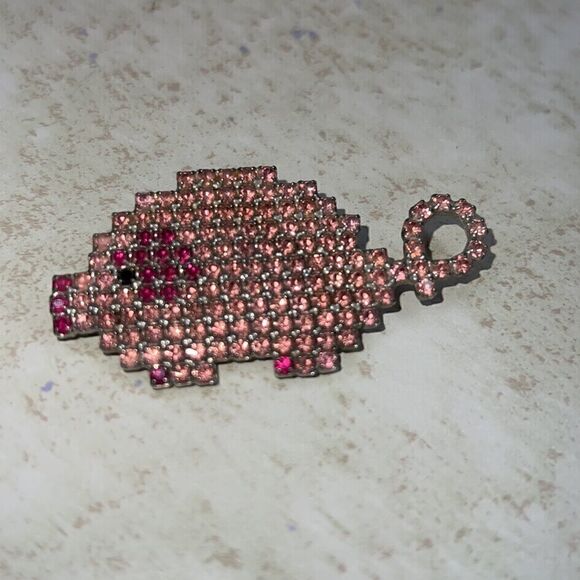 Bauer Signed Pig Rhinestone Brooch Beautifully Unique